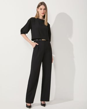 Calça Wide com Cinto Fivela Resina