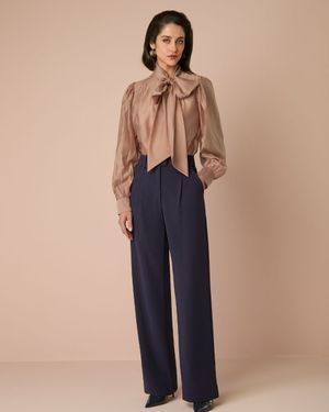 Camisa Manga Longa Gola Laço Maxi