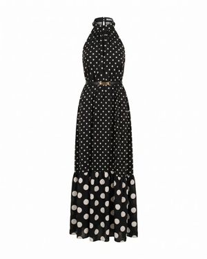 Vestido Maxi Frente Única Mix de Póas 