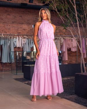 Vestido Maxi Gola Poá 