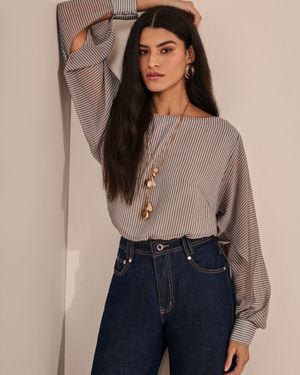 Blusa Gola Canoa Manga Ampla 