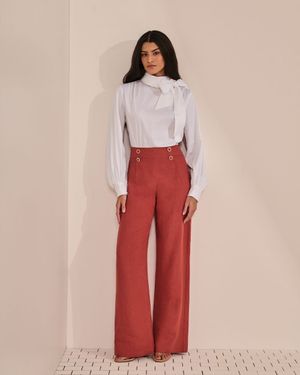 Blusa Manga Longa Puff Gola Foulard