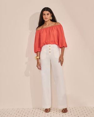Blusa Manga 7/8 Ombro a Ombro  Balonê 