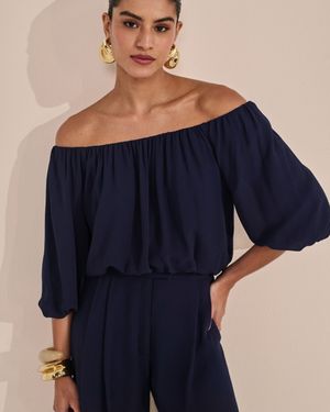 Blusa Manga 7/8 Ombro a Ombro  Balonê 