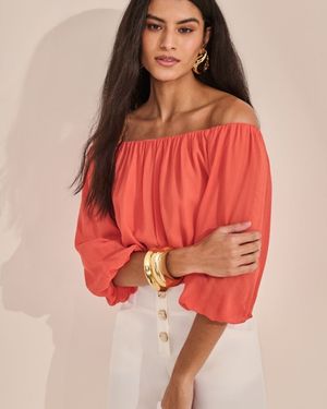 Blusa Manga 7/8 Ombro a Ombro  Balonê 