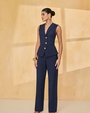 Macacão Peplum com Botões 