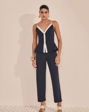 Conjunto Top Bicolor e Calça Reta