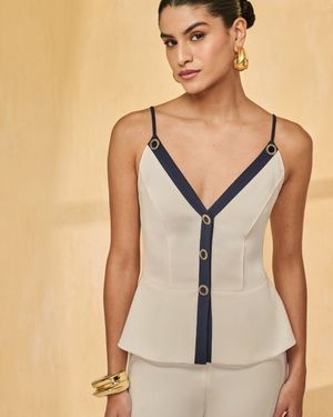 Conjunto Top Bicolor e Calça Reta