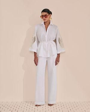 Conjunto Camisa Bordada Calça Pantalona