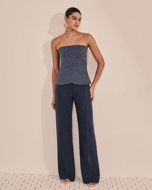 Conjunto Top Bordado Pesponto e Pantalona 