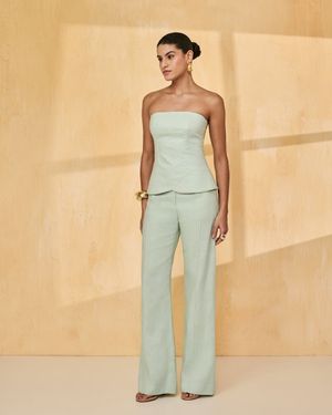 Conjunto Top Bordado Pesponto e Pantalona 