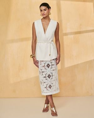 Conjunto Colete e Saia Crochet