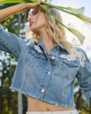 Jaqueta Jeans Bordada