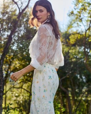 Saia Maxi Babados Estampa Liberty 