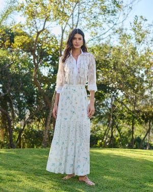 Saia Maxi Babados Estampa Liberty 