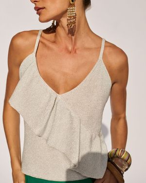 Blusa Babado Assimétrico Tricot 