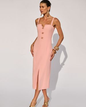 Vestido Midi TQC Aplicações Flores Metal