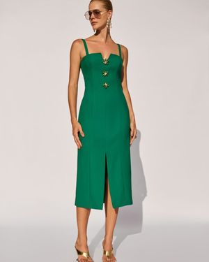 Vestido Midi TQC Aplicações Flores Metal