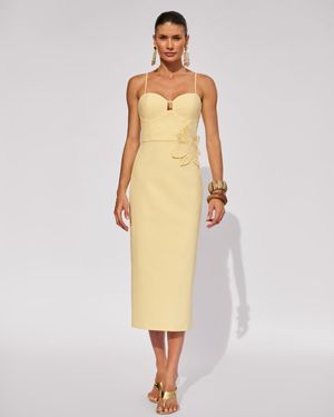 Vestido Midi Aplicações Flores