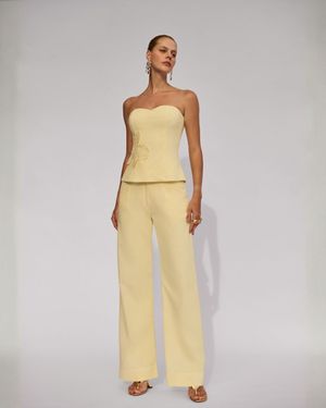 Conjunto Top TQC Aplique Flor Calça Wide 