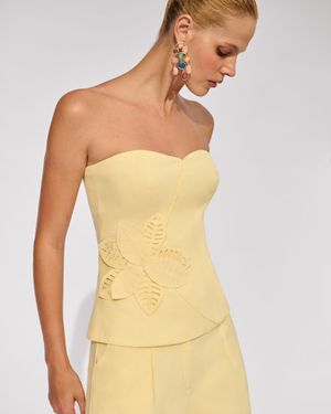 Conjunto Top TQC Aplique Flor Calça Wide 
