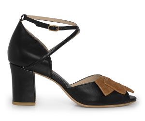 Sandália Alta Janaína - Preto + Fendi  | salto medio 6.5cm