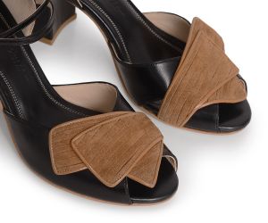 Sandália Alta Janaína - Preto + Fendi  | salto medio 6.5cm