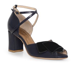 Sandália Alta Janaína - Marinho + Preto  | salto medio 6.5cm