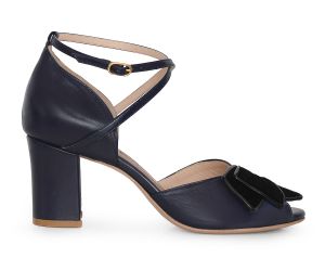 Sandália Alta Janaína - Marinho + Preto  | salto medio 6.5cm