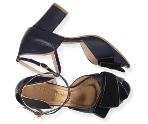 Sandália Alta Janaína - Marinho + Preto  | salto medio 6.5cm
