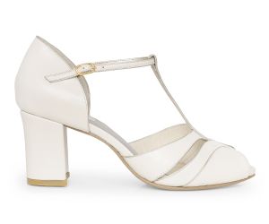 Sandália Luna - Off-White | salto grosso 6.5cm