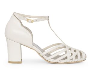 Sandália Mucha - Off-White | salto grosso 6.5cm