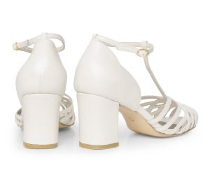 Sandália Mucha - Off-White | salto grosso 6.5cm