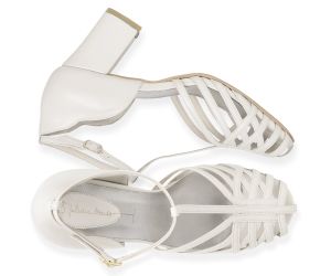 Sandália Mucha - Off-White | salto grosso 6.5cm