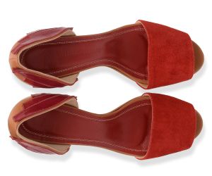 Sandália Yumi - Camelo + Bordô | salto medio 6.5cm