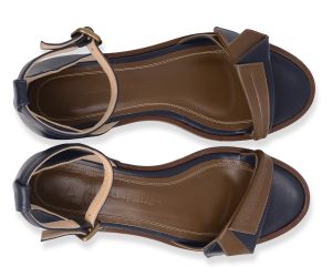 Sandália Baixa Miyake | Marinho + Fendi | salto baixo 2cm