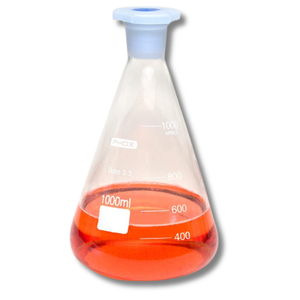 Foto do produto Erlenmeyer graduado 1000 mL - rolha plástica - vidro borossilicato - PHOX