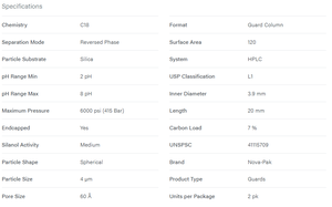 Foto do produto Nova-Pak C18 Guard Column, 60A, 4 µm, 3.9 mm X 20 mm, 2/pk - WATERS
