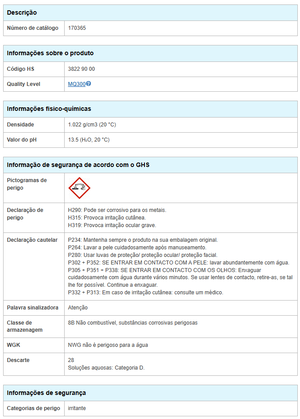 Foto do produto PADRÃO SILICIO 1000 mg/L EM NaOH 2 % PARA ICP CERTIPUR - MERCK - 100ML