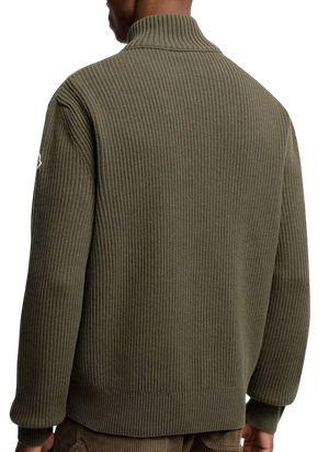 Foto do produto Jaqueta Moncler Olive Green Padded Wool & Cashmere Zip-Up Cardigan