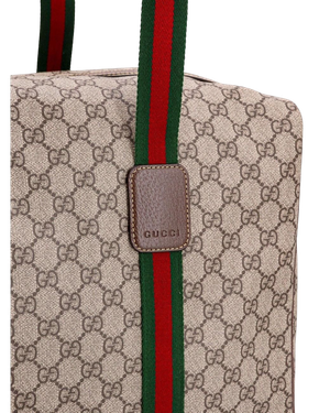 Foto do produto Bolsa Gucci Brown Gg Supreme Fabric And Leather Duffle Bag With Web Detail