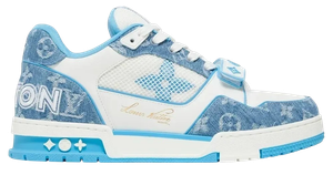 Foto do produto Tênis Louis Vuitton Trainer Low Velcro Strap Light Blue Monogram Denim