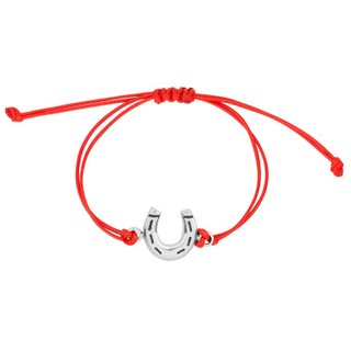 Pulseira - Lucky Iron Silver Nylon Cord Vermelha | Lucky Iron Silver Bracelet nylon cord red
