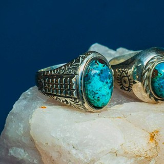 Anel - Fibula Olho de Tigre / Prata & Turquesa | Ring - Tiger's Eye / Silver & Turquoise Fibula