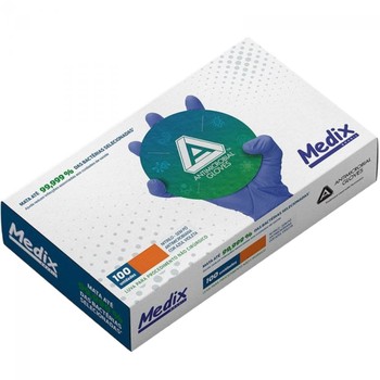 Luva Nitrílica Antimicrobiana AMG Medix Brasil - Caixa com 100 un.