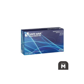 LUVA PROCEDIMENTO NITRILO AZUL TAM M - SAFEMAX