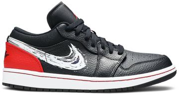 Foto do produto Tênis Air Jordan 1 Low Brushstroke Swoosh - Black Red