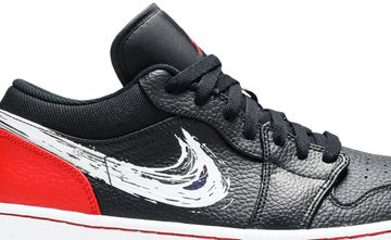 Foto do produto Tênis Air Jordan 1 Low Brushstroke Swoosh - Black Red