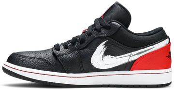 Foto do produto Tênis Air Jordan 1 Low Brushstroke Swoosh - Black Red