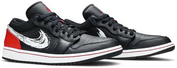 Foto do produto Tênis Air Jordan 1 Low Brushstroke Swoosh - Black Red